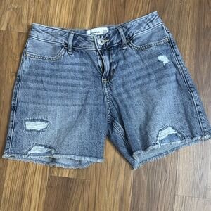 Abercrombie Girls Sz 11/12 Stonewash Cut Off Jeans Mid Rise Baggy Shorts EUC